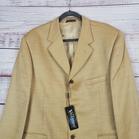 Sergio Valentino Men's Sport Coat Blazer Suit Jacket Tan Silk Wool Blend NWT 44 - Picture 7 of 15